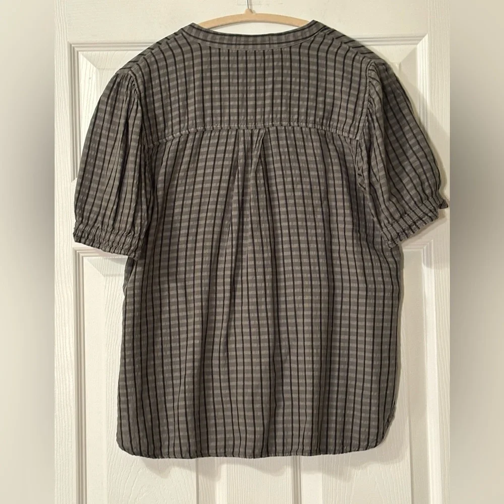 Anthropologie Cloth & Stone Puff Sleeve Linen Blend Button Down Top Size S EUC - Picture 5 of 10